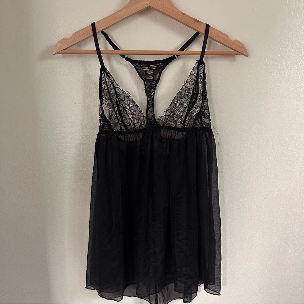 Victoria's Secret Baby Doll Black Sheer Lingerie Small